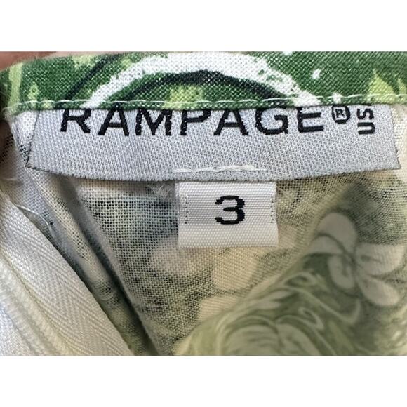 Rampage Y2K Spaghetti Strap Sun Dress Green Hawiian Floral Print Size 3 - Picture 3 of 4